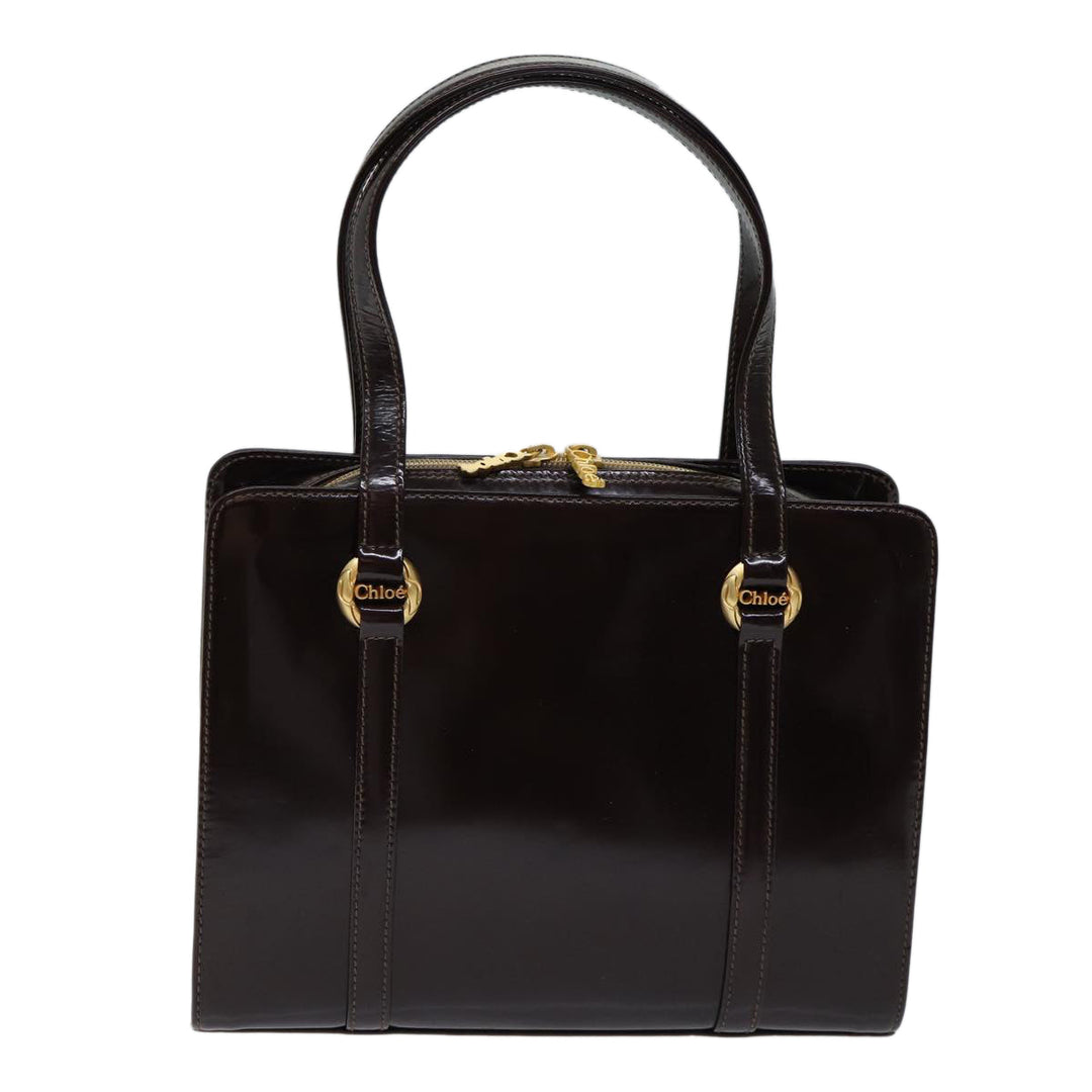 Chloe Hand Bag Enamel Brown 72577