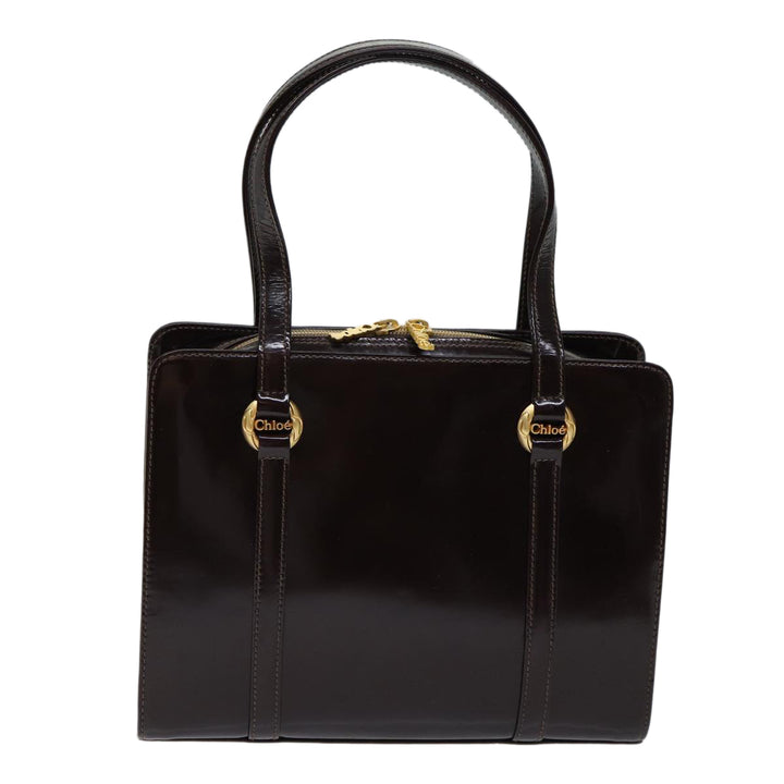 Chloe Hand Bag Enamel Brown 72577