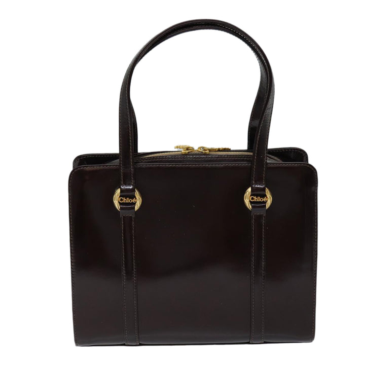 Chloe Hand Bag Enamel Brown 72577