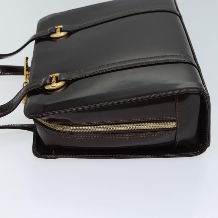 Chloe Hand Bag Enamel Brown 72577