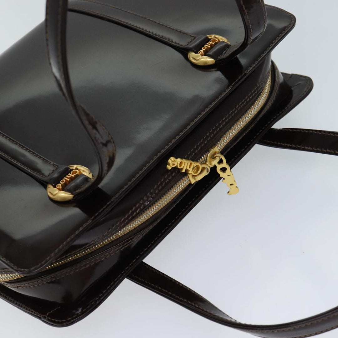 Chloe Hand Bag Enamel Brown 72577
