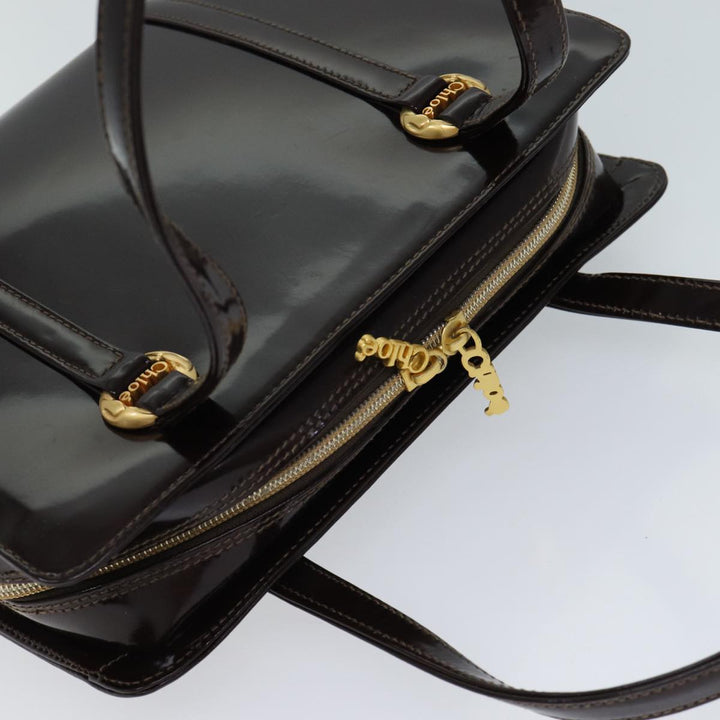 Chloe Hand Bag Enamel Brown 72577