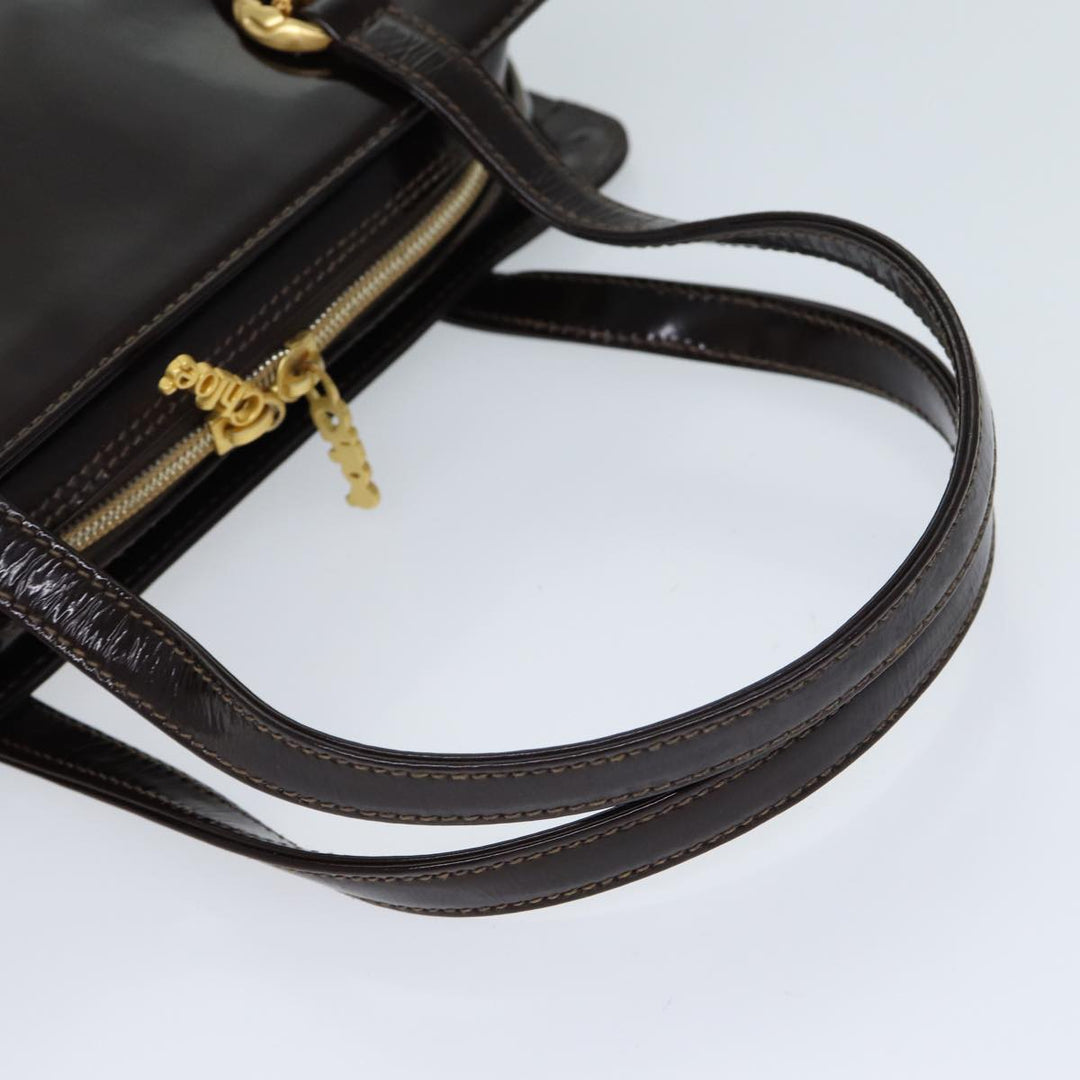 Chloe Hand Bag Enamel Brown 72577