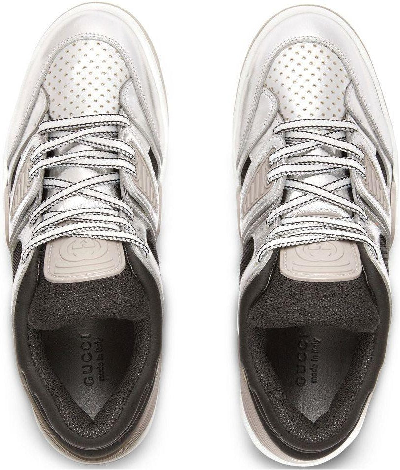 ELEVATE ANY LOOK WITH THIS METALLIC-LEATHER SNEAKER.
