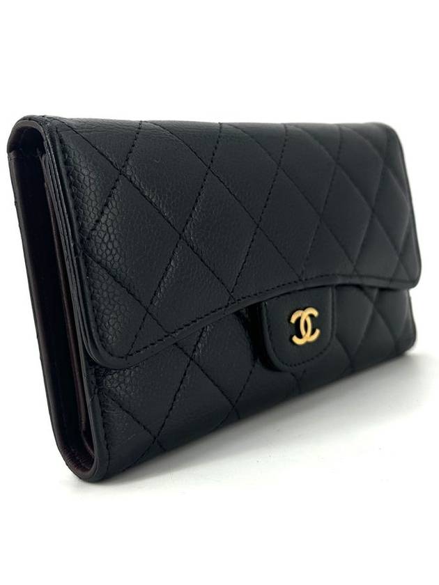 Caviar flap gold long wallet Chanel
