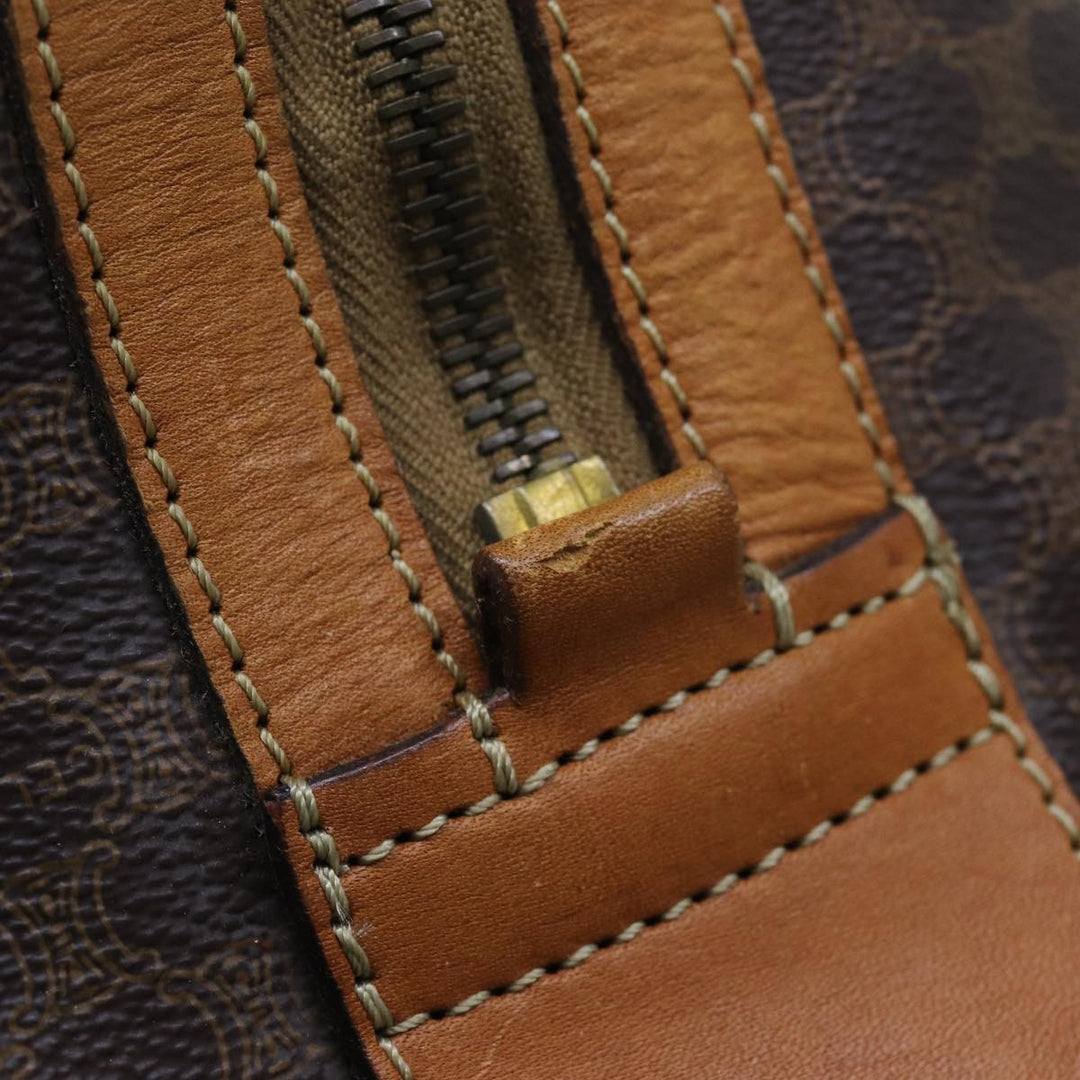 Celine Macadam Canvas Boston Bag PVC Brown Auth 72611