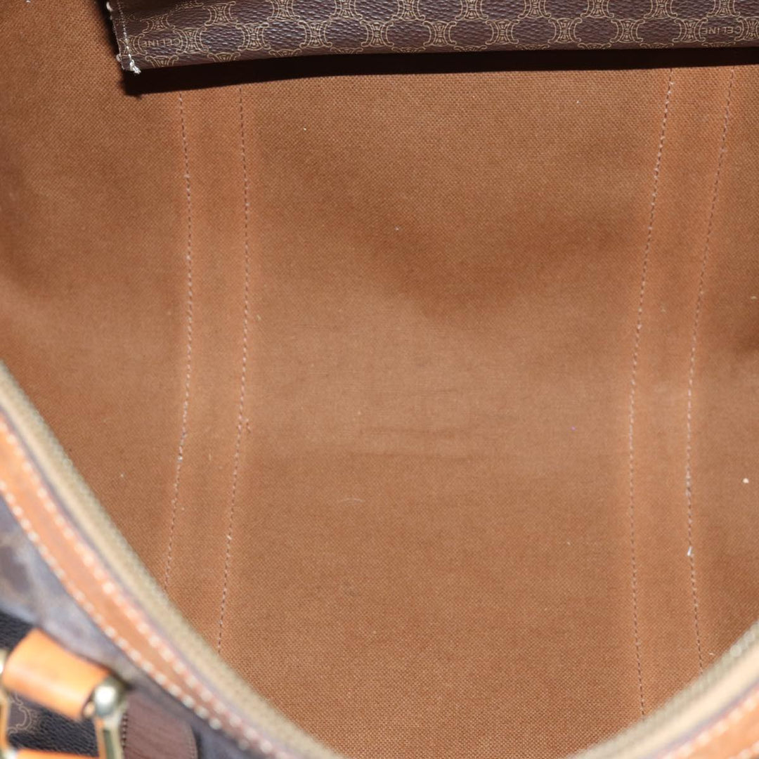 Celine Macadam Canvas Boston Bag PVC Brown Auth 72611