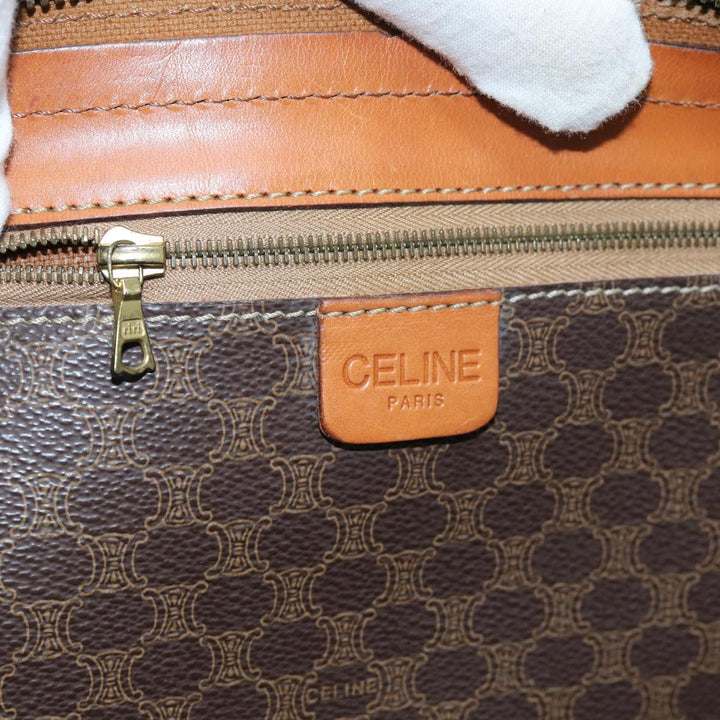 Celine Macadam Canvas Boston Bag PVC Brown Auth 72611