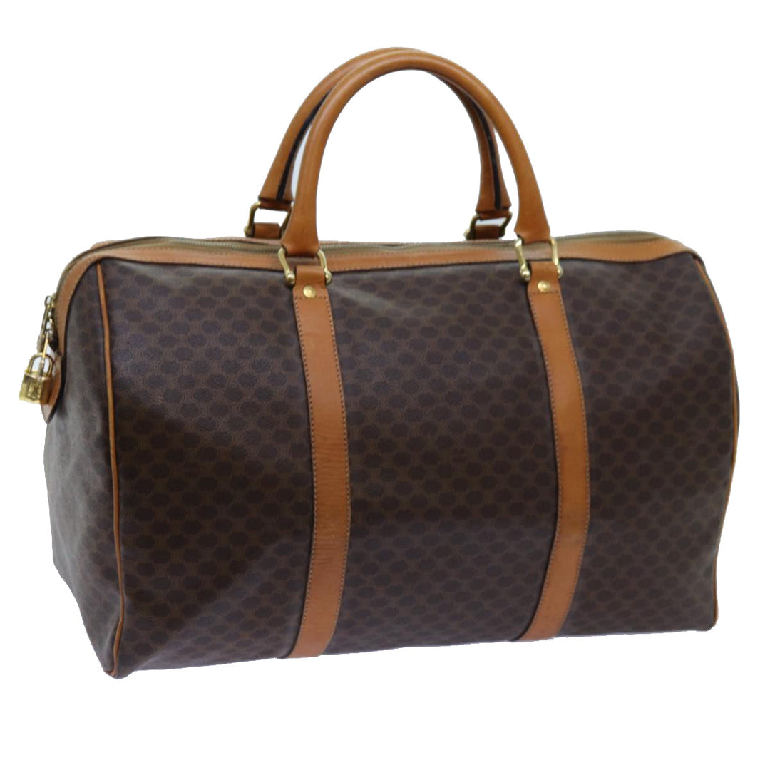 Celine Macadam Canvas Boston Bag PVC Brown Auth 72611