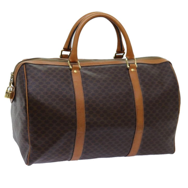 Celine Macadam Canvas Boston Bag PVC Brown Auth 72611
