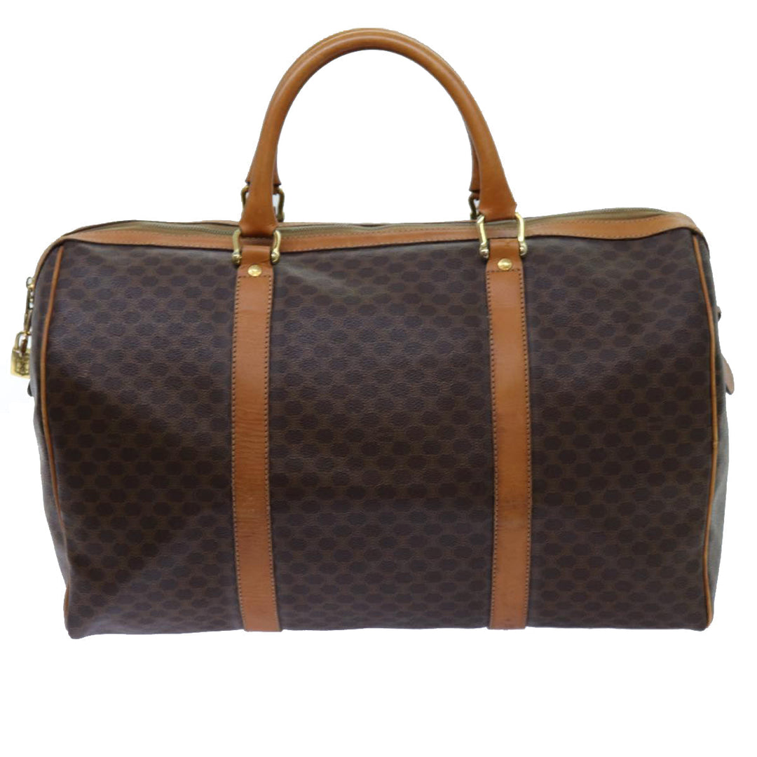 Celine Macadam Canvas Boston Bag PVC Brown Auth 72611