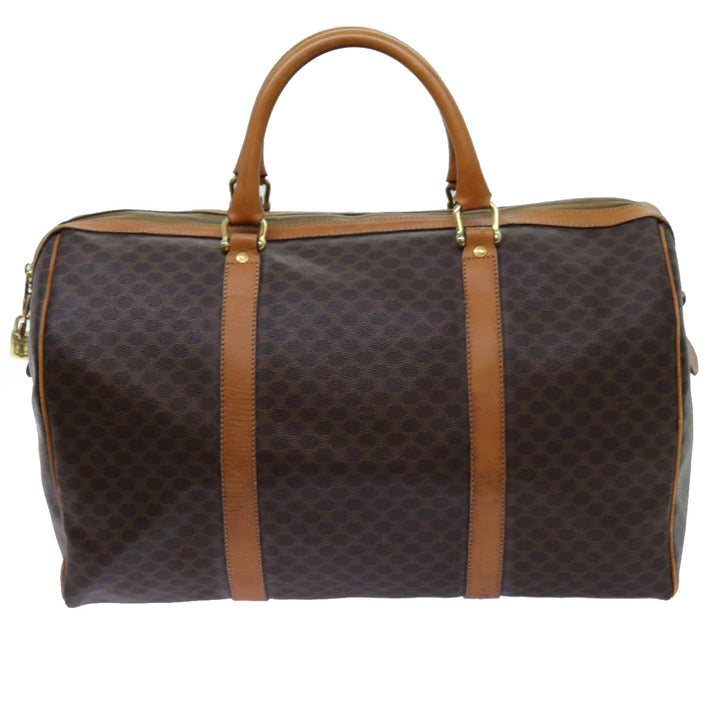 Celine Macadam Canvas Boston Bag PVC Brown Auth 72611