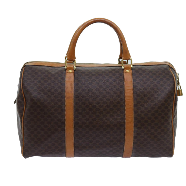 Celine Macadam Canvas Boston Bag PVC Brown Auth 72611