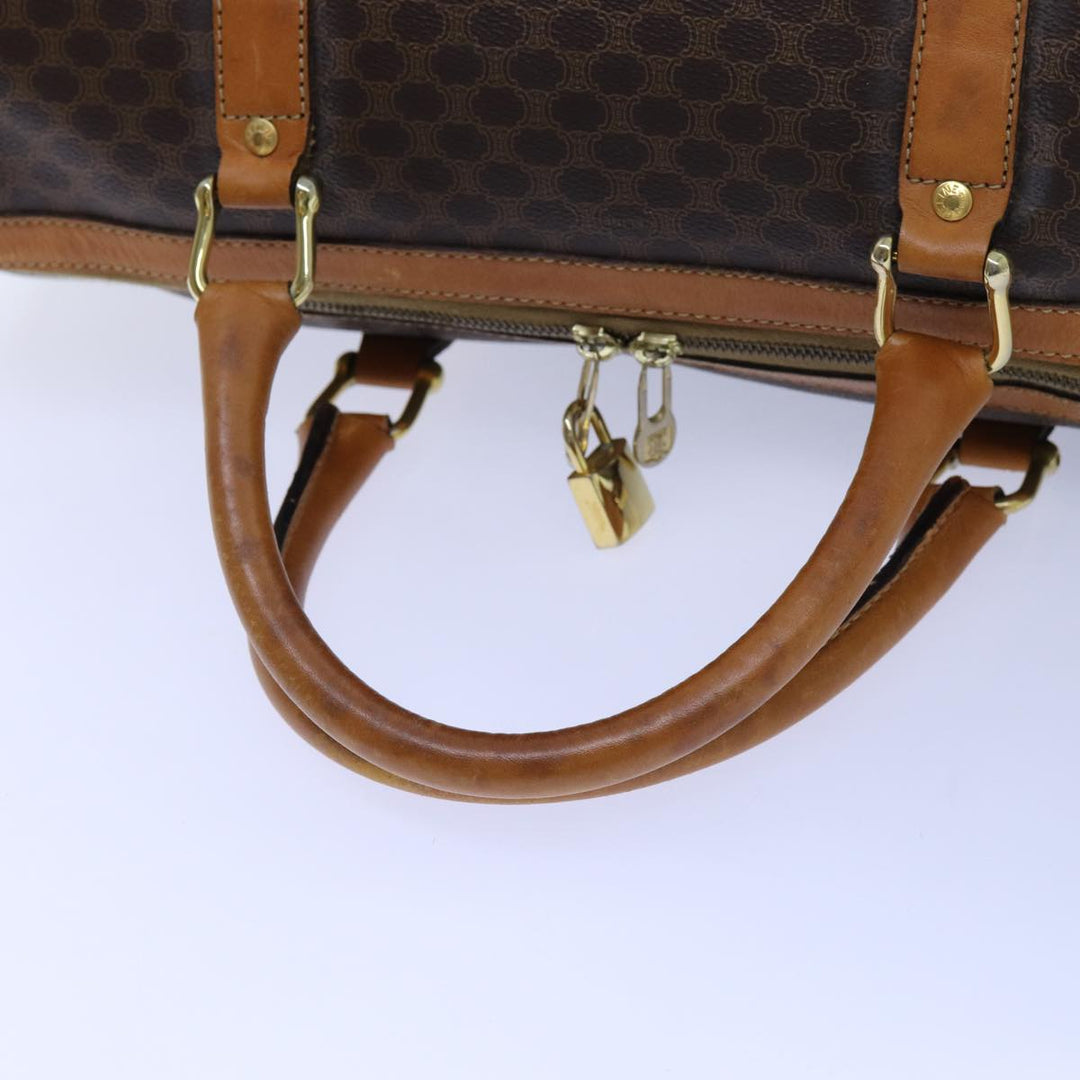 Celine Macadam Canvas Boston Bag PVC Brown Auth 72611
