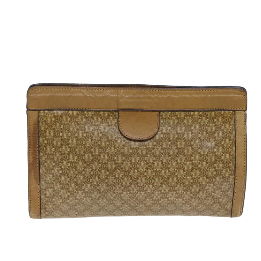 Celine Macadam Canvas Clutch Bag Beige Auth 72644