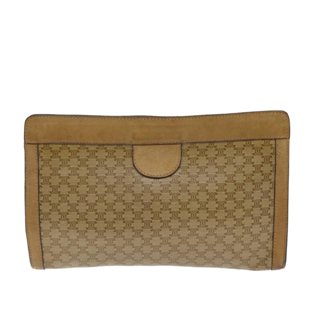 Celine Macadam Canvas Clutch Bag Beige Auth 72644