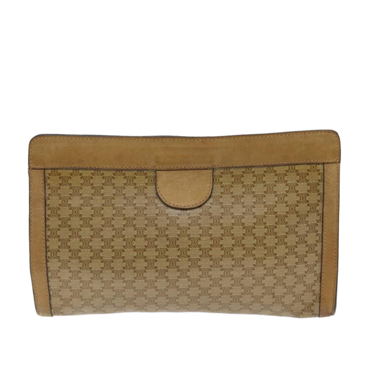 Celine Macadam Canvas Clutch Bag Beige Auth 72644