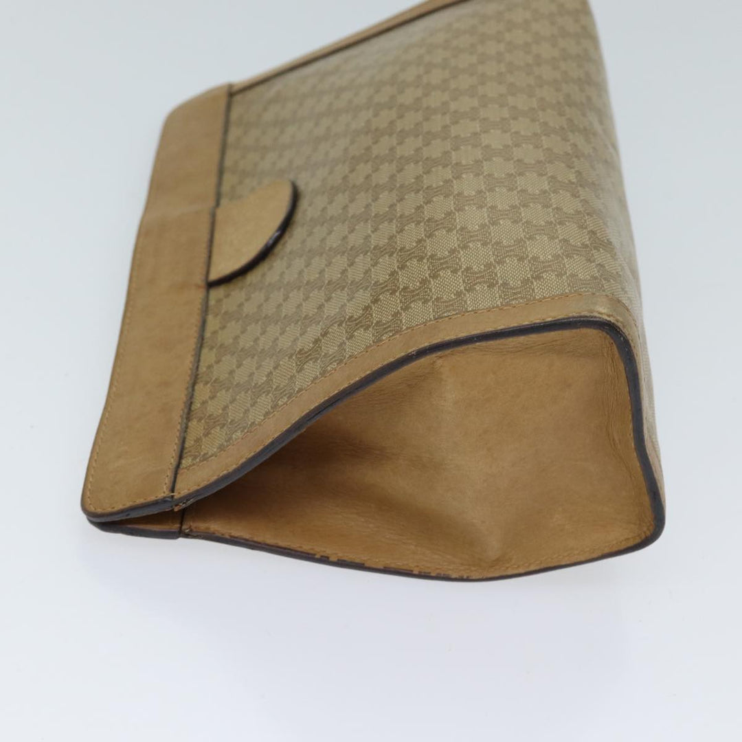 Celine Macadam Canvas Clutch Bag Beige Auth 72644