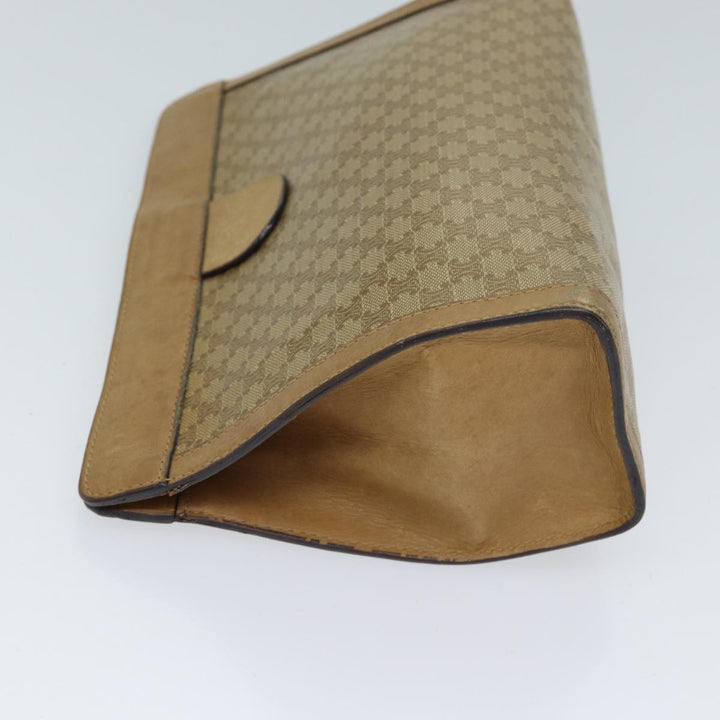 Celine Macadam Canvas Clutch Bag Beige Auth 72644