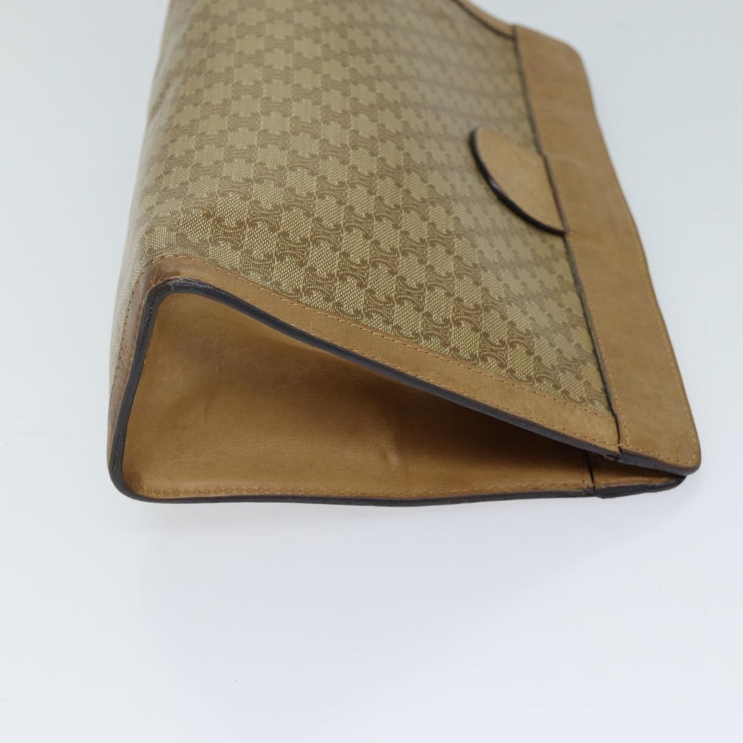 Celine Macadam Canvas Clutch Bag Beige Auth 72644