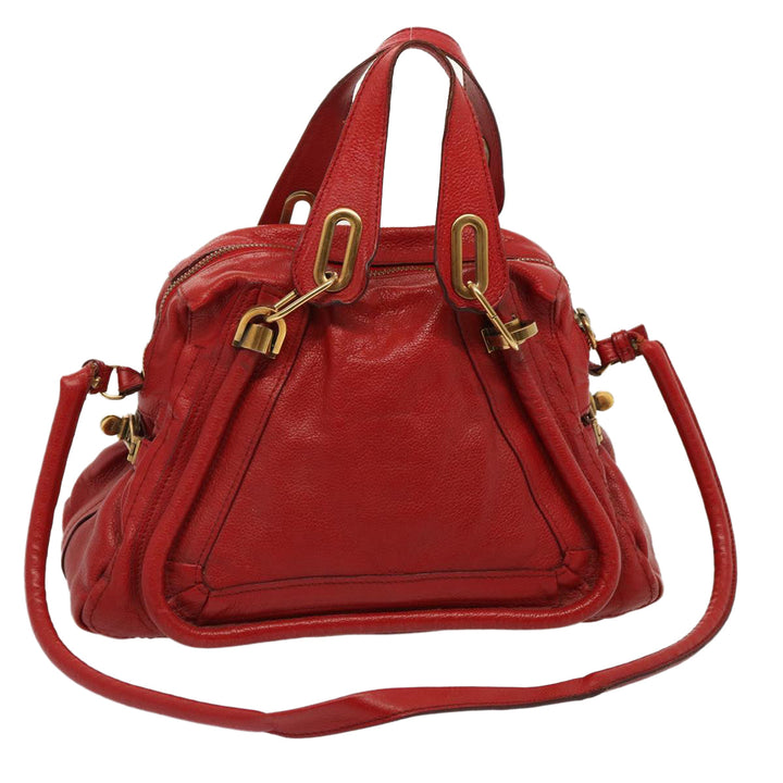 Chloe Paraty Hand Bag Leather 2way Red 72667