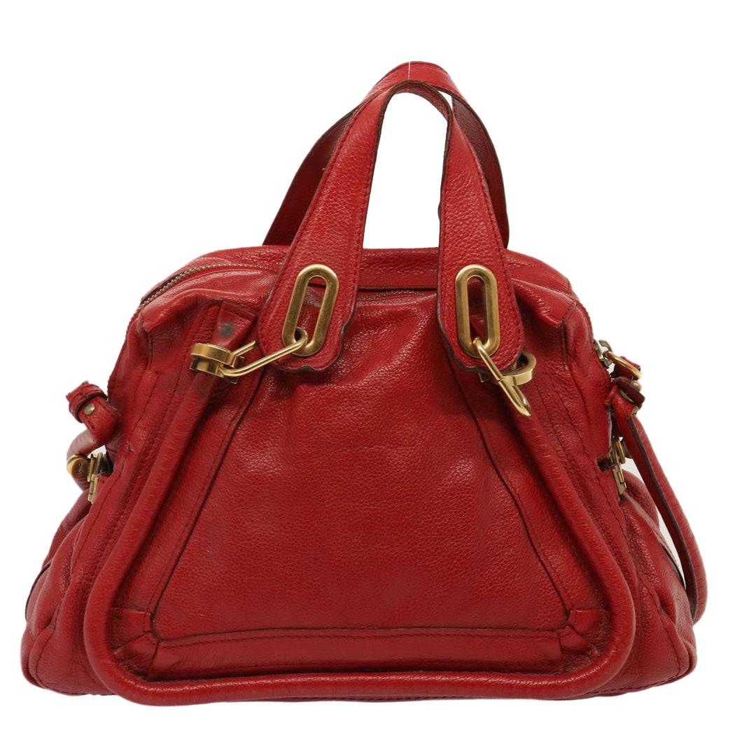 Chloe Paraty Hand Bag Leather 2way Red 72667