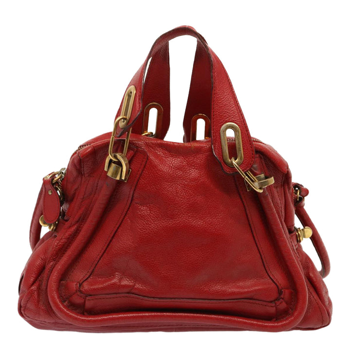 Chloe Paraty Hand Bag Leather 2way Red 72667
