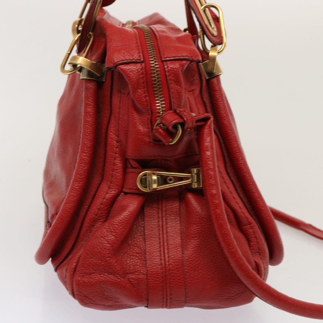 Chloe Paraty Hand Bag Leather 2way Red 72667
