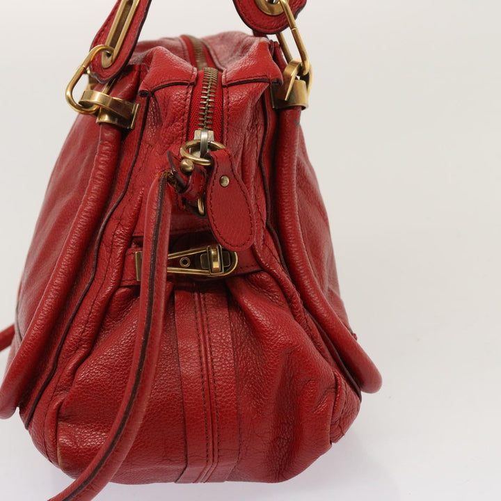 Chloe Paraty Hand Bag Leather 2way Red 72667