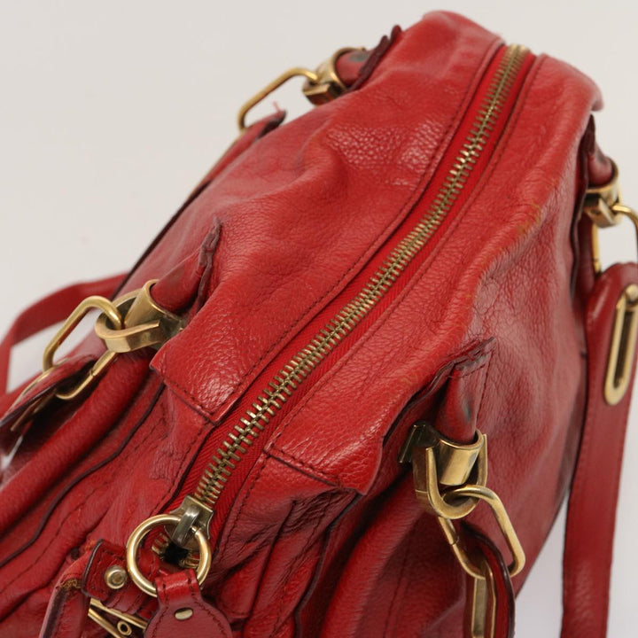 Chloe Paraty Hand Bag Leather 2way Red 72667