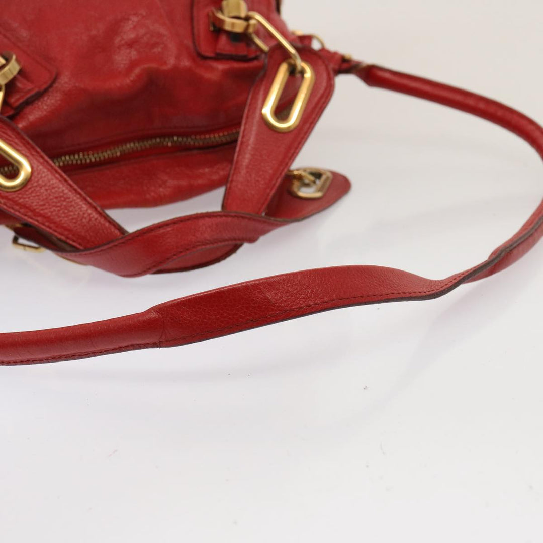 Chloe Paraty Hand Bag Leather 2way Red 72667