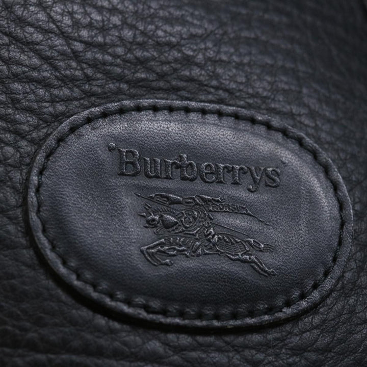BurberrySs Shoes case Hand Bag Leather Black Auth 72670
