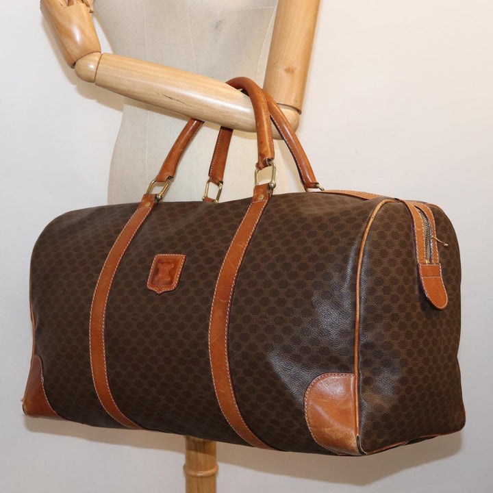 Celine Macadam Canvas Boston Bag PVC Brown  72705