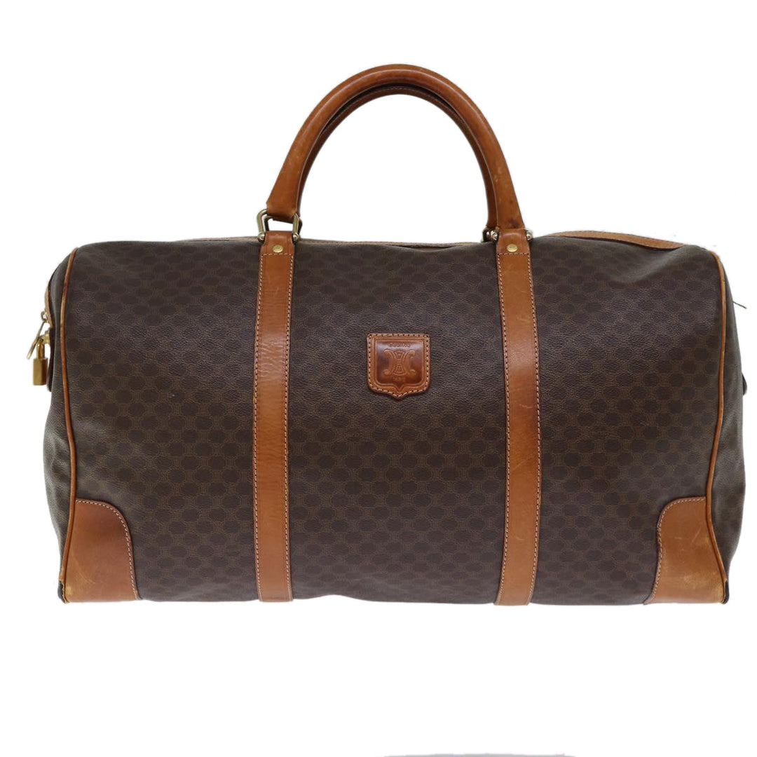 Celine Macadam Canvas Boston Bag PVC Brown  72705