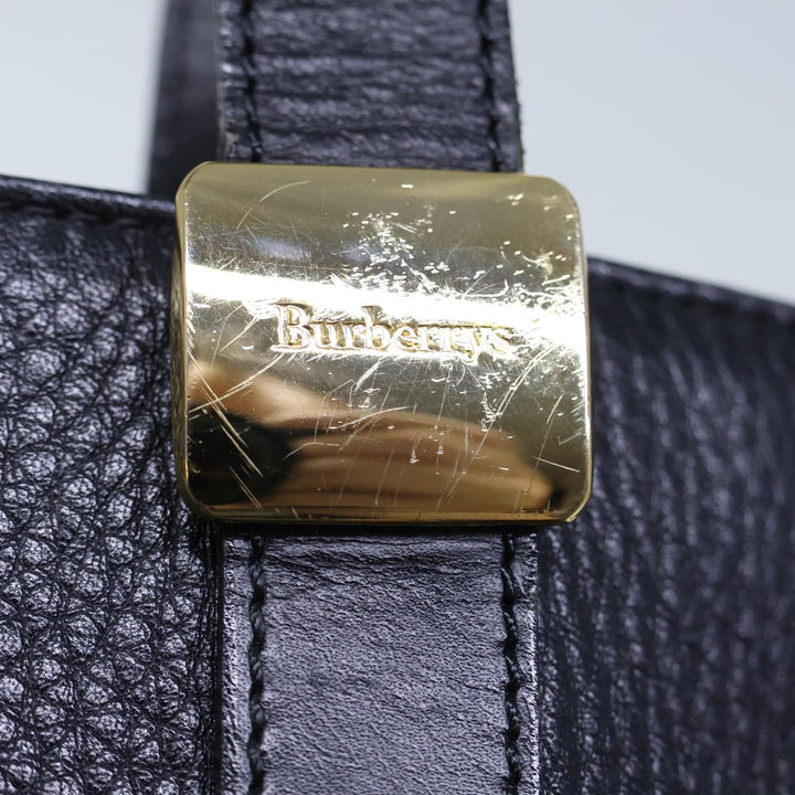 BurberrySs Hand Bag Leather Black Auth 72760