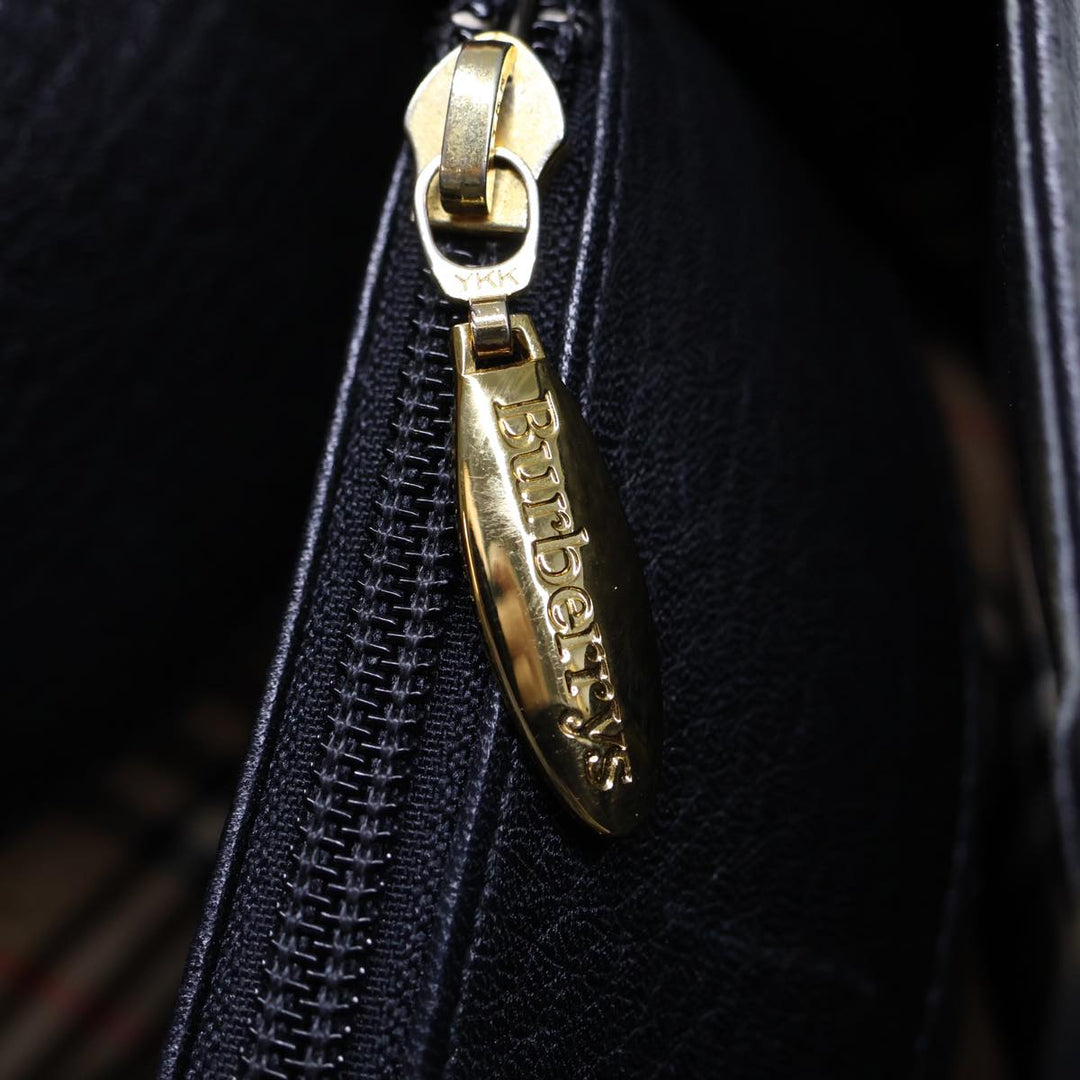 BurberrySs Hand Bag Leather Black Auth 72760