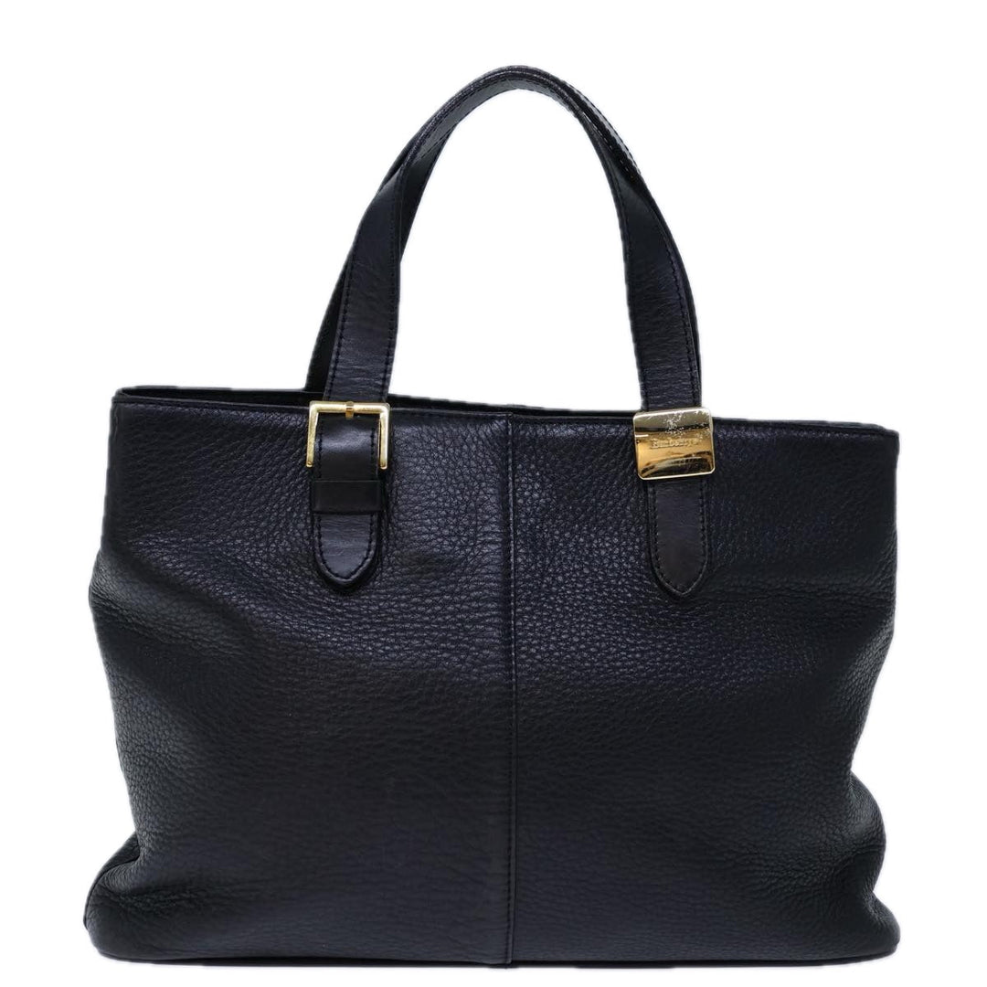BurberrySs Hand Bag Leather Black Auth 72760