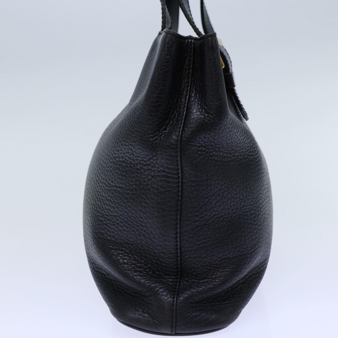 BurberrySs Hand Bag Leather Black Auth 72760