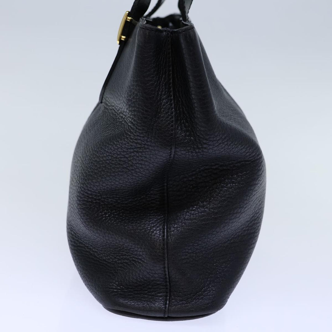 BurberrySs Hand Bag Leather Black Auth 72760