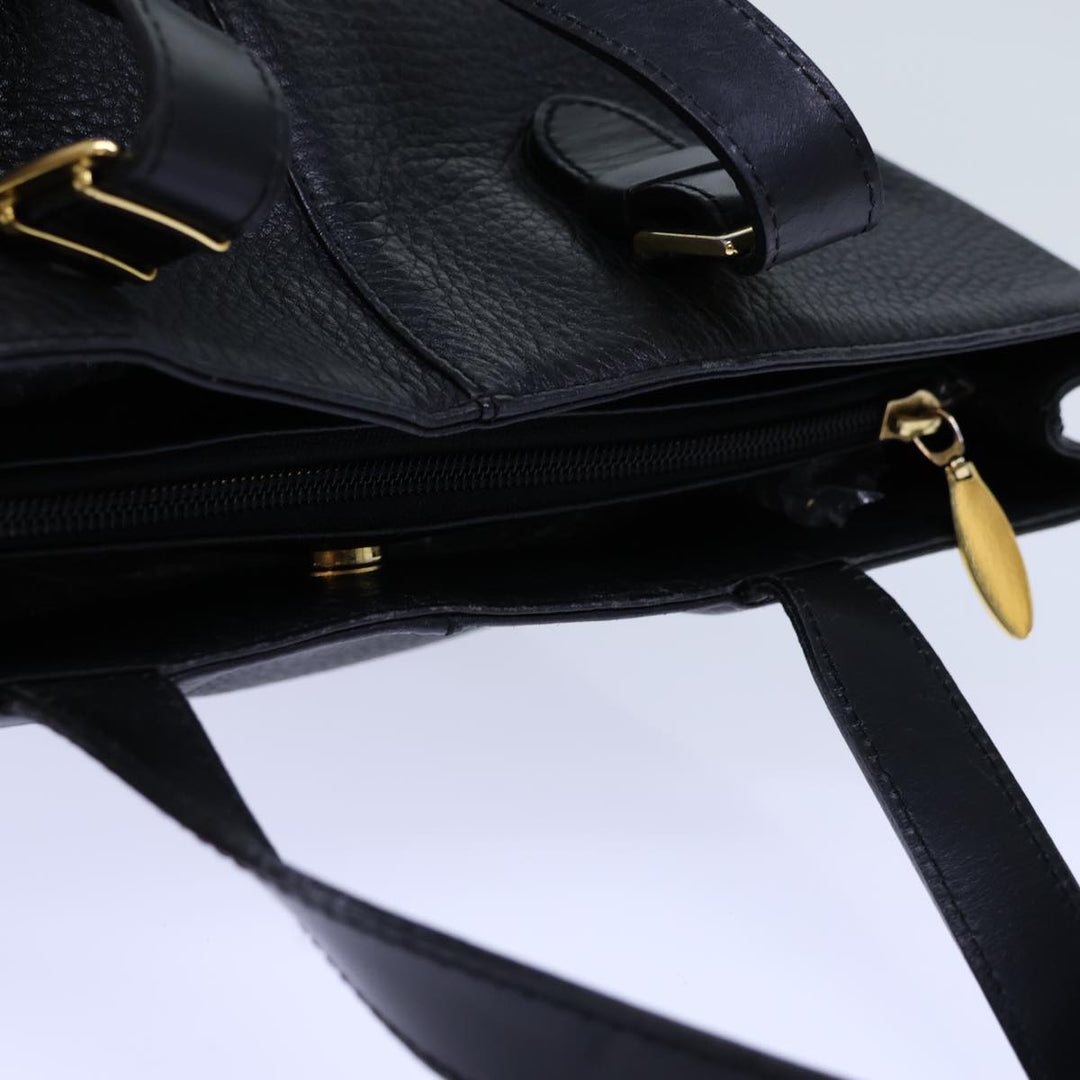 BurberrySs Hand Bag Leather Black Auth 72760