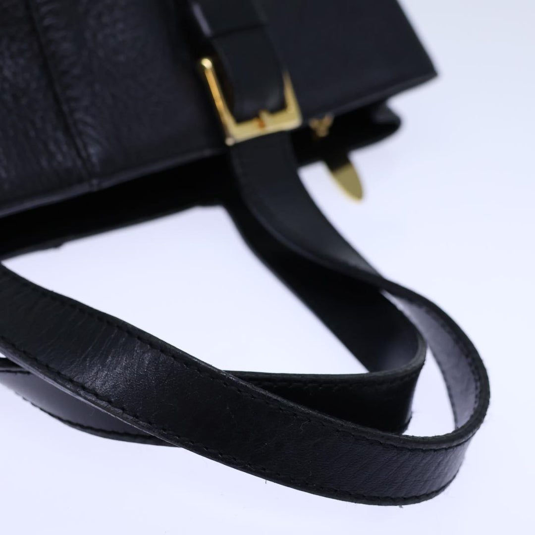 BurberrySs Hand Bag Leather Black Auth 72760