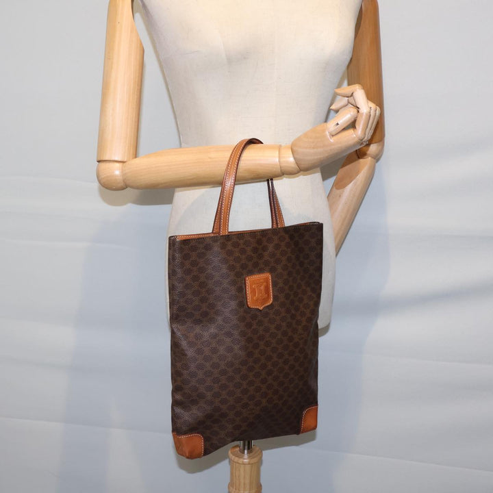 Celine Macadam Canvas Hand Bag PVC Brown Auth 72761