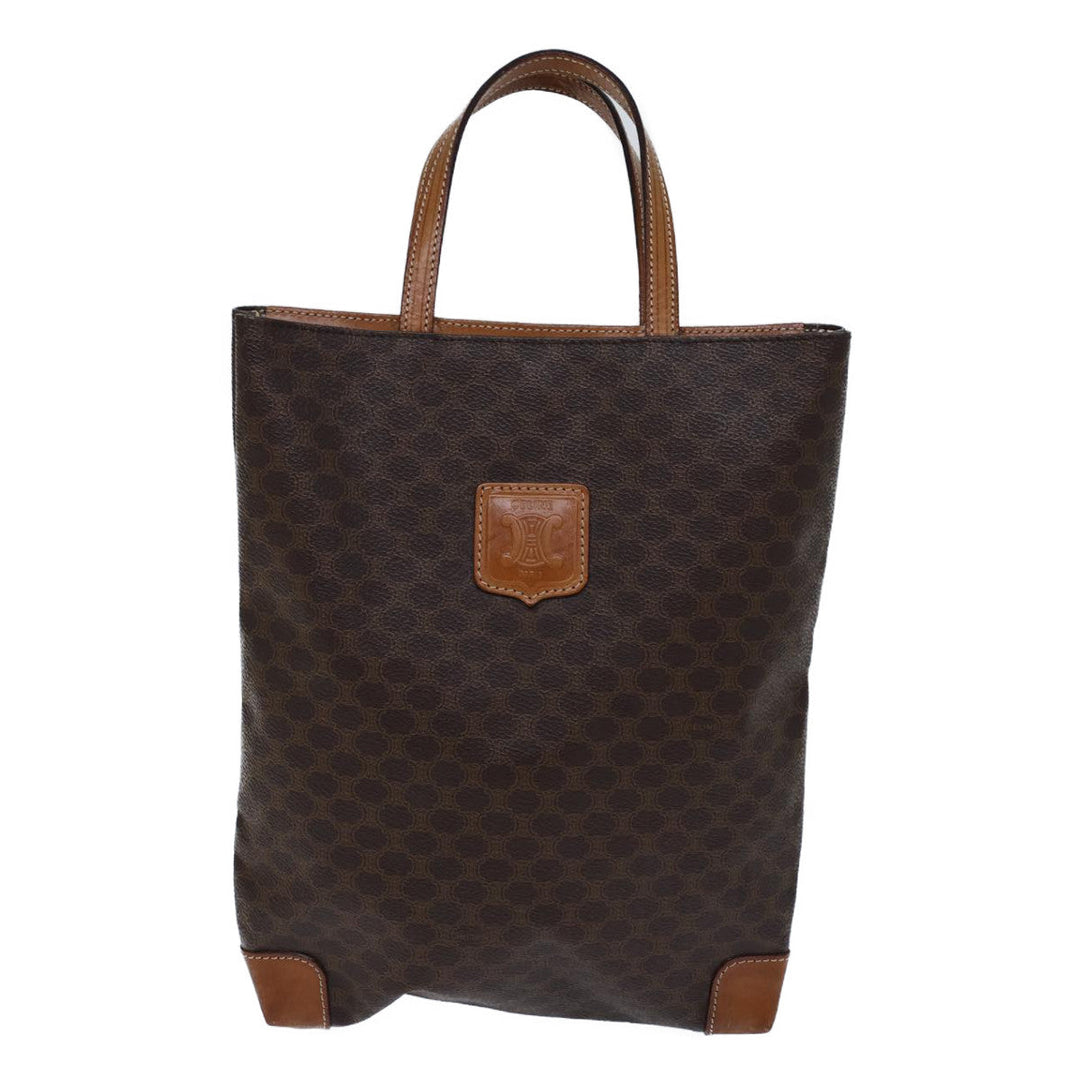 Celine Macadam Canvas Hand Bag PVC Brown Auth 72761
