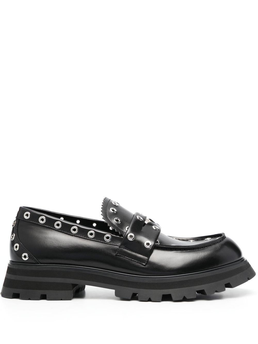 LEATHER METAL DETAIL LOAFERS