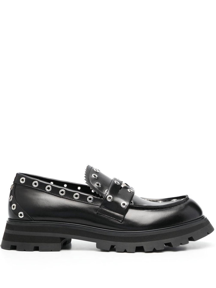 LEATHER METAL DETAIL LOAFERS