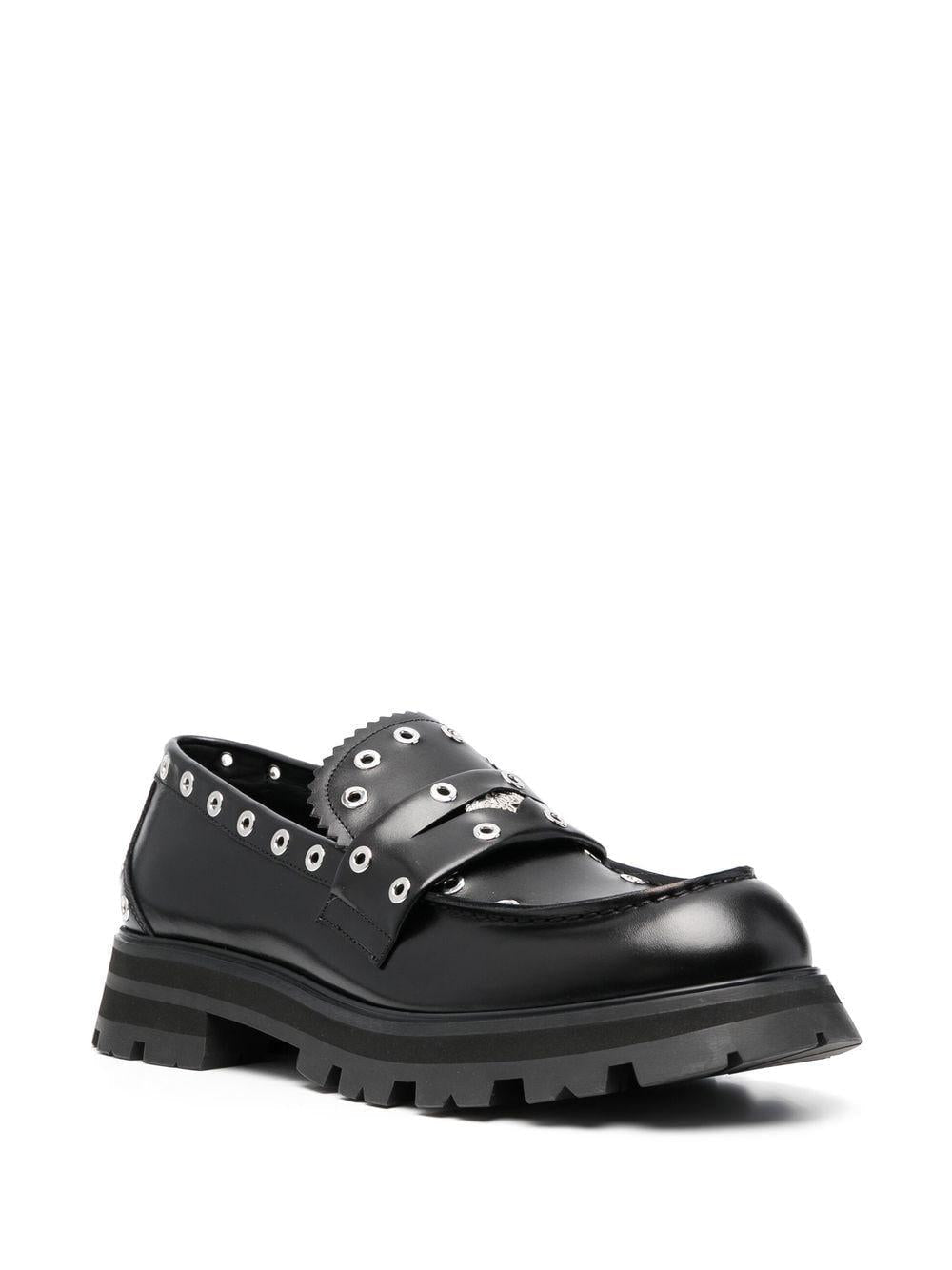 LEATHER METAL DETAIL LOAFERS