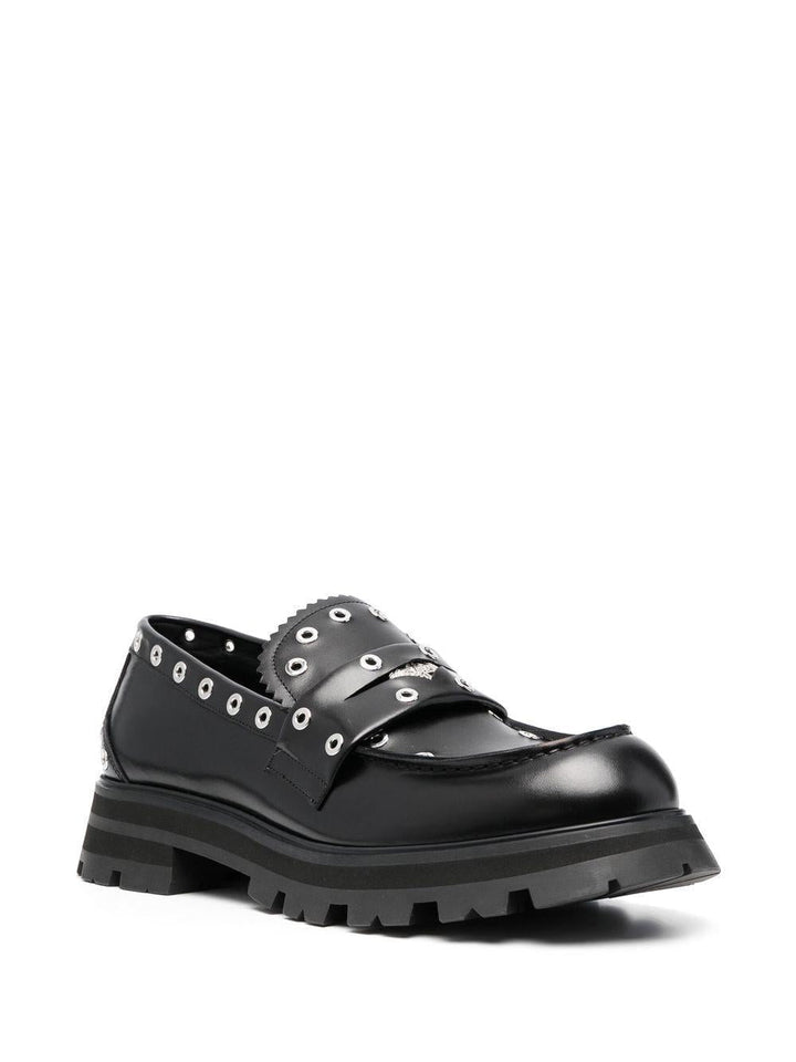 LEATHER METAL DETAIL LOAFERS