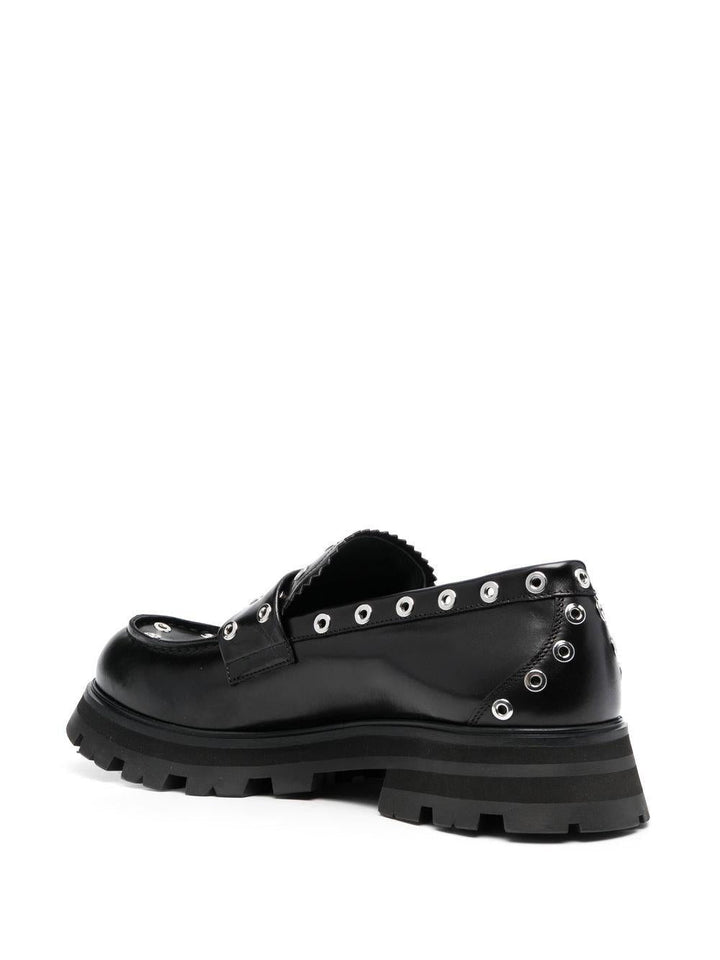 LEATHER METAL DETAIL LOAFERS