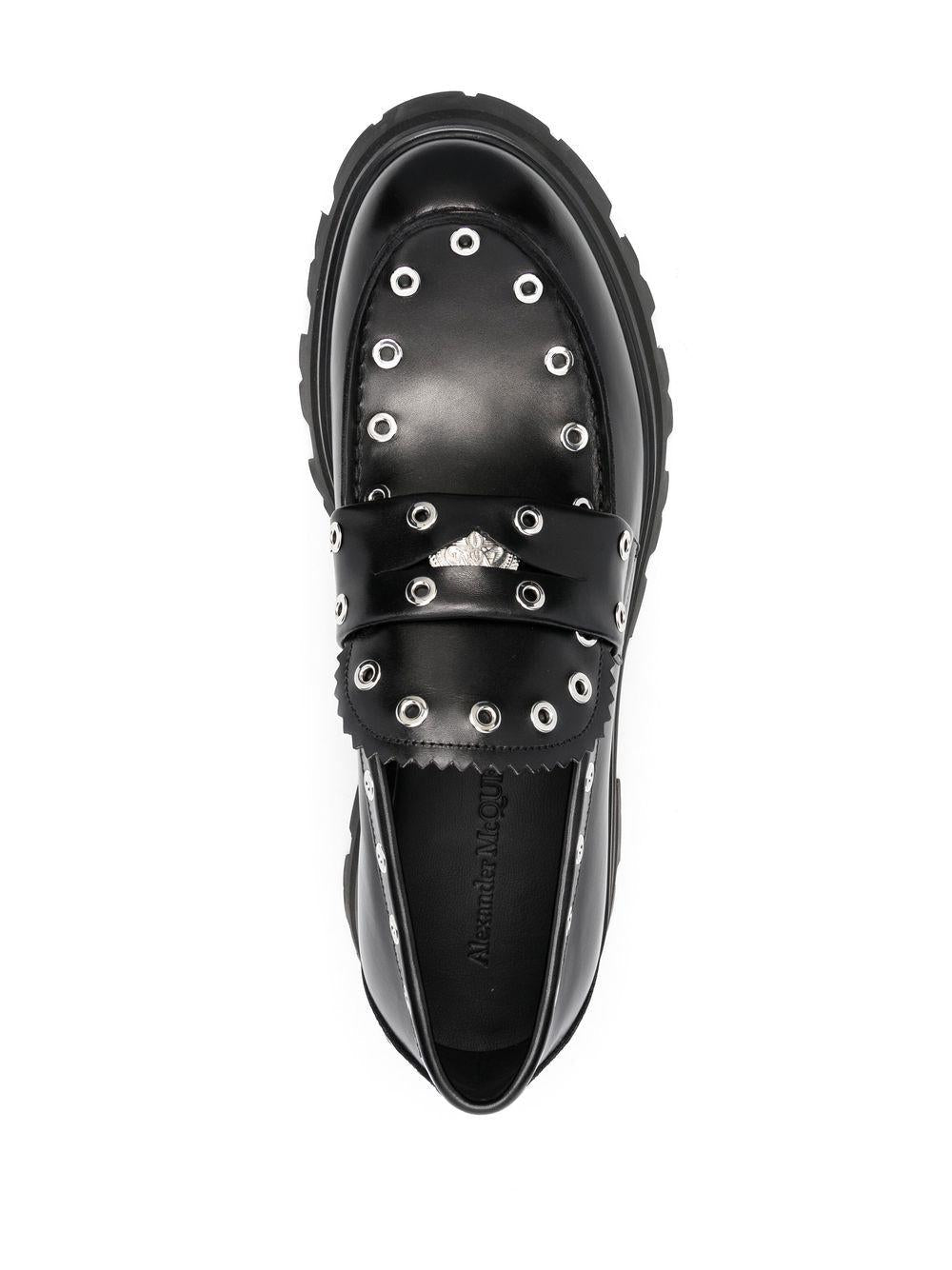 LEATHER METAL DETAIL LOAFERS
