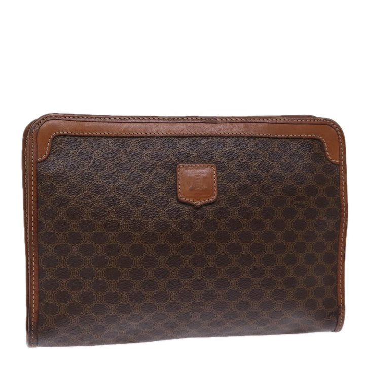 Celine Macadam Canvas Clutch Bag PVC Brown Auth 72806